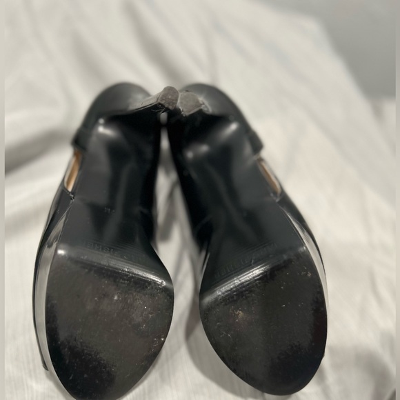 Marc Fisher black patent leather platform peep toe high heeled shoes size 7 - Picture 13 of 15